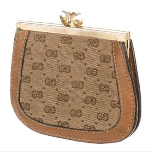 Authentic Vintage GUCCI Micro Monogram Kiss lock Wallet Coin Purse